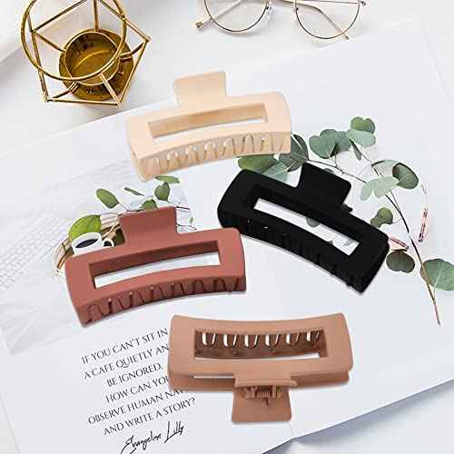 4 Pack 5 Inch Extra Large Claw Clips for Thick Hair, Matte Non-slip XL Big Claw Clips for Long Thick Curly Hair, Jumbo Claw Clip Hair Accessories for Women and Girls