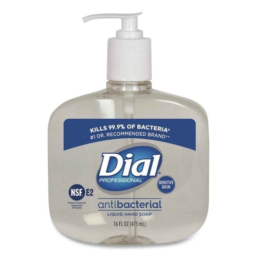 Dial Professional Antibacterial Liquid Hand Soap for Sensitive Skin, Floral, 16 Oz Pump, 12/Carton