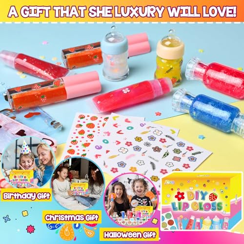 Jcoos Lip Gloss Making Kit, 73PCS Fun Make Your Own Lip Gloss Kit Kids, Beginner, Lipgloss Sets for Girls, DIY Lipstick Set, Moisturizing Lip Oil Base, Gifts for Tween Girls, Teens, Daughters, Women