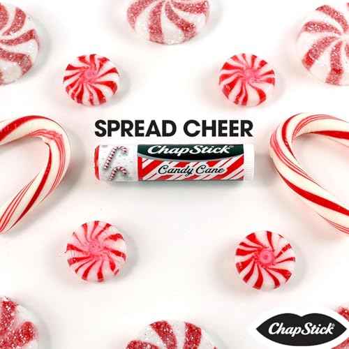 ChapStick Lip Balm, Candy Cane, 3-Count ? Fresh & Minty Lip Moisturizer, Stocking Stuffer, 0.15 Oz Ea