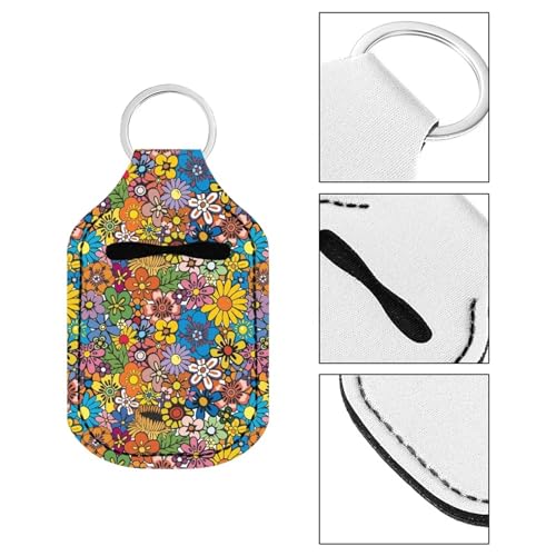 Suobstales 3Pcs Travel Bottles Keychain Holder Set,Travel Bottle Sleeves+Neoprene Chapstick Holders+Lanyard Keychain