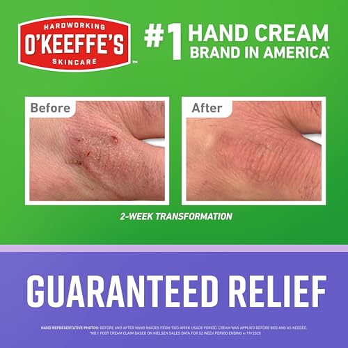 O'Keeffe's Working Hands Hand Cream Plus Night Treatment Cream Bundle - 3 oz Tubes (2 total) - Repairing Skincare for Cracked, Dry Hands