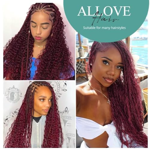 Human Braiding Hair 100g 26 Inch Deep Wave Bulk Human Hair for Braiding 2 Bundles/Pack No Weft Brazilian Virgin Deep Curly Human Hair Extensions Color 99J Burgundy Braiding Hair for Micro Braids