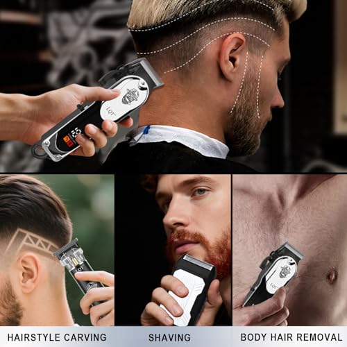 Professional Cordless Hair Clippers for Men - LED Display Hair Trimmer & Beard Trimmer Kit, Rechargeable Hair Cutting Machine with Precision Blades, Gifts for Dad Father's Day, Christmas