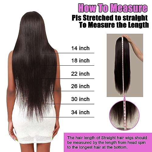 13X4 Straight Lace Front Wig Human Hair 18 Inch - 180% Density Pre Plucked with Baby Hair, Natural Dark Brown Glueless Layered Wig for Black Women