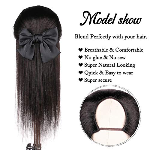 huarisi U Part Wig Human Hair Straight U part Wigs for Black Women Human Hair 100% Brazilian Virgin Human Hair U Part Wigs Natural Black Color 22Inch