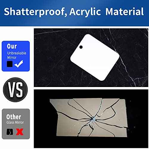 Shatterproof Shower Mirror Fogless for Shaving(2 Pack,Larger 10.7x8 inch) 43% Than Original,Unbreakable Deluxe Plexiglass Makeup Mirror,Largest Bathroom Wall Hanging,Portable Handheld Camping,Silver