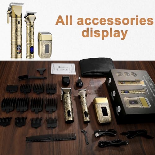 GSKY Professional Hair Clippers, Beard Trimmer for Men Electric Razor, Clippers and Trimmers Set Shavers for Men, Barber Clippers Hair Cutting Kit