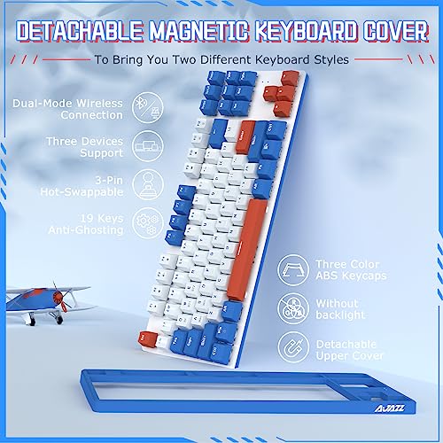 AJAZZ 75% Mechanical Gaming Keyboard,Non-Backlit Wireless Gaming Keyboard Dual Modes BT5.0/2.4G,MX Switch Hot Swappable with Detachable Frame,Compact TKL Keyboard with OEM Keycaps for PC Win Mac Gamer