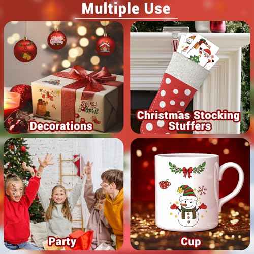 36 Sheets Christmas Temporary Tattoos for Kids Girls Boys, 252+ PCS Xmas Tree Santa Claus Tattoos Stickers Women, Christmas Stocking Stuffers Gifts Fake Tattoos for Adult Party Supplies Favors Decors
