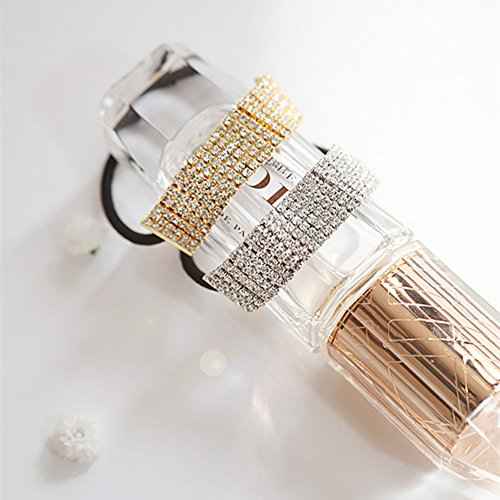 Ruihfas 2Pcs Designer Fashion Elastic Rhinestone Hairtie Ponytail Holder Headband Hair Ties Accessories for Women Girls Hair Band Scrunchies