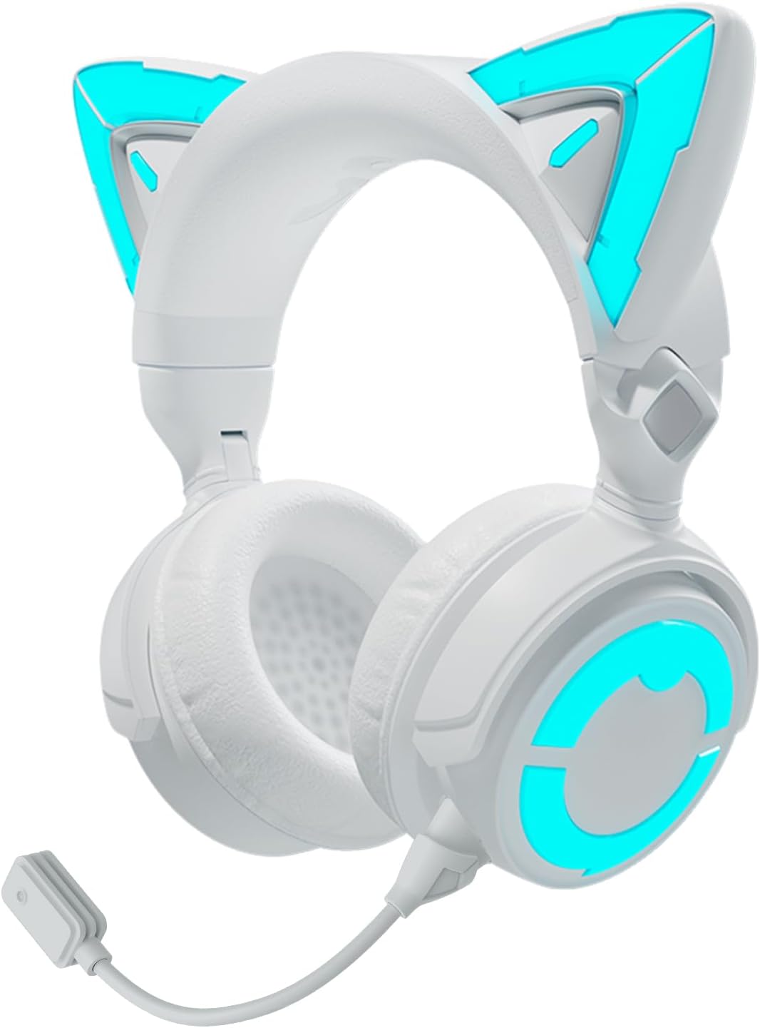 YOWU RGB Cat Ear Headphone 4, Upgraded Wireless & Wired Gaming Headset with Attachable HD Microphone -Active Noise Reduction, Dual-Channel Stereo & Customizable Lighting and Effect via APP (Pink)