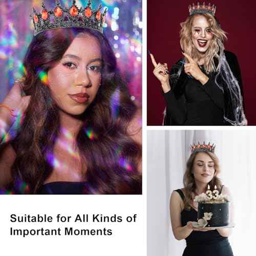 CAVETEE Crystal Crowns for Women Full Round Queen Tiara for Women Bridal Wedding Prom Princess Birthday Decorations Birthday Crown Cake Topper