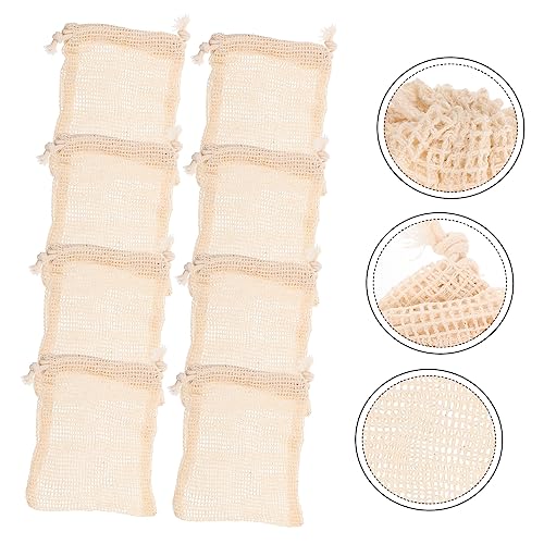 8pcs Cotton Soap Storage Bags Drawstring Foaming Pouches for Bathing Exfoliating Mesh Soap Holders Convenient Shower Accessory for and Easy Drying