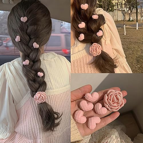 20 Pcs Mini Heart Hair Clips - Cute Pink Hair Pins for Women Girls, Small Barrettes for Bride Wedding Birthday Hair Decoration