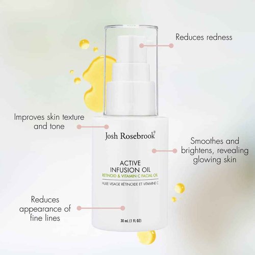 Josh Rosebrook - Active Infusion Oil Retinoid & Vitamin C Facial Serum Improves Skin Texture & Tone, Reduces Fine Lines, Increases Radiance - 30mL - 1 Oz