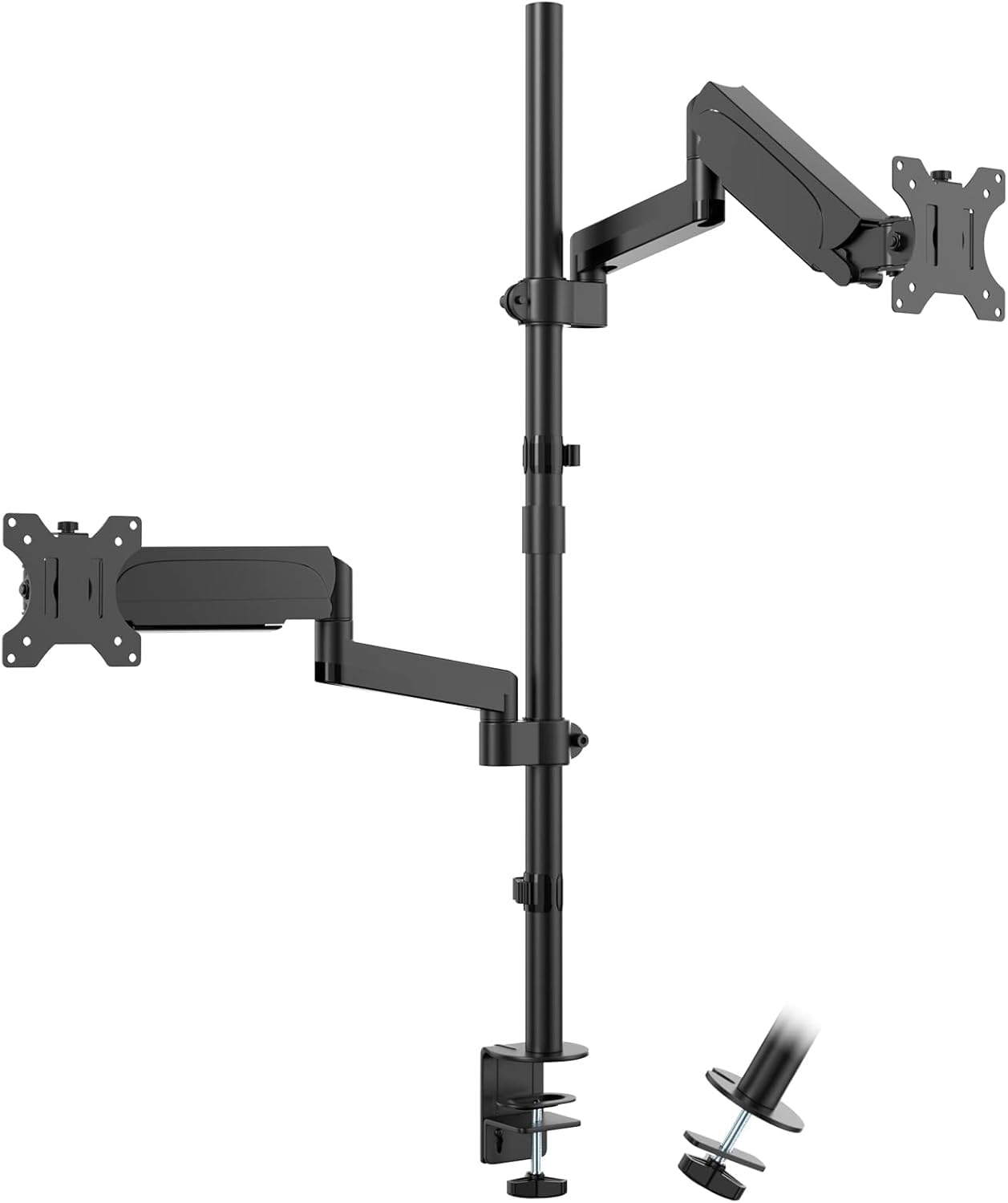 17-32'' Vertical Monitor Stand, 34.9'' Long Pole Stand, Max Load 19.8 lbs, Adjustable Tilt/Swivel/Rotate WORLDLIFT Dual Stacked Monitor Mount, VESA 75 * 75/100 * 100mm