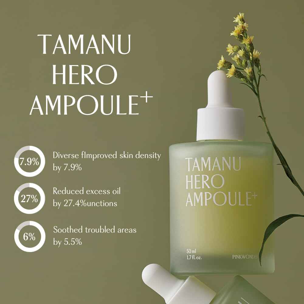 PINKWONDER Tamanu Hero Ampoule⁺ 1.69oz (50ml), 50,000ppm Tamanu Oil for Soothing