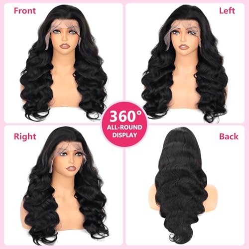13X6 Lace Front Wigs Human Hair 22 Inch Body Wave Human Hair Wig HD Lace Frontal Glueless Wigs Human Hair Pre Plucked Bleached Knots with Baby Hair 180% Density Natural Color