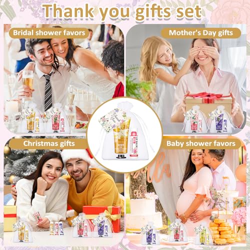 80 Sets Hand Cream Bulk and Lip Balm Bulk Gifts, Stocking Stuffers for Women Teengirls, Christmas Gifts,Bridesmaid Gifts for Guests with Thank You Card Organza Bags,Thank You Gifts, Small Gifts