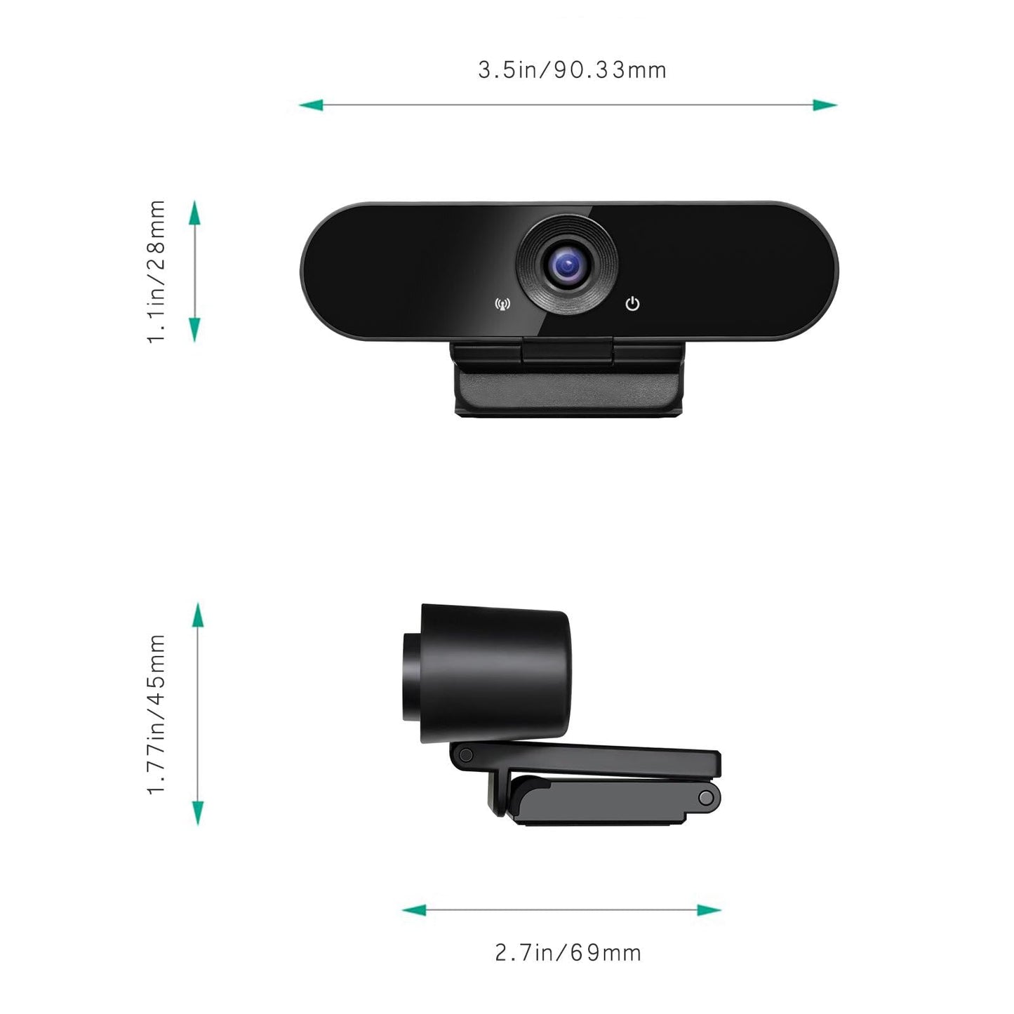 1080p Webcam with Dual Stereo Microphones & Privacy Cover, Full HD USB Desktop Web Computer Camera with Auto Light Correction for Video Conferences, Compatible with Windows & Mac, PC & Laptop