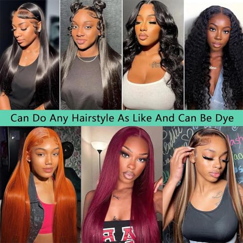 12A Straight Bundles with 2x6 Closure Human Hair 16 18 20 with 14 Inch 100% Unprocessed Brazilian Virgin Human Hair Weave Bundles with 2x6 HD Lace Closure