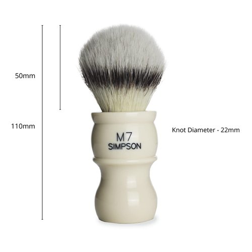 Alexander Simpson M7 Synthetic Best Hair Brush, Faux Platinum Synthetic Shaving Brush (Ivory)
