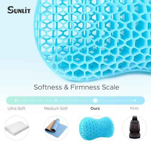 Sunlit Bath Jello Gel Bath Pillows, Lumbar Pillow for Bathtub, Back Support Pillow, Gel Pillow with Non-Slip Suction Cups for Lumbar, Back Rest Support, Fits Curved or Straight Back Tubs, Aqua