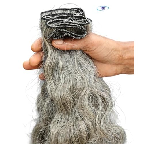 Salt & Pepper Wavy Natural Gray Indian Raw Hair Extension (16" Wavy One Bundle)