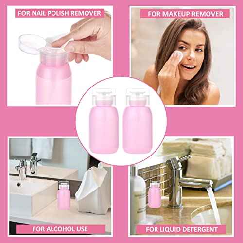 MEKK Acetone Pump Dispenser,Push Down Pump Dispenser Empty Alcohol Dispenser Push Down Nail Polish Remover Pump One-Touch Pump Bottle Dispenser for Nail Polish & Makeup Remover 2 Pack 200ML(6.8oz)