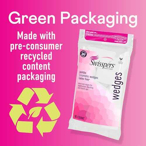 Swisspers Premium Pro Cosmetic Wedges, Latex-Free Makeup Wedge, Jumbo Size, 16 Count Bag