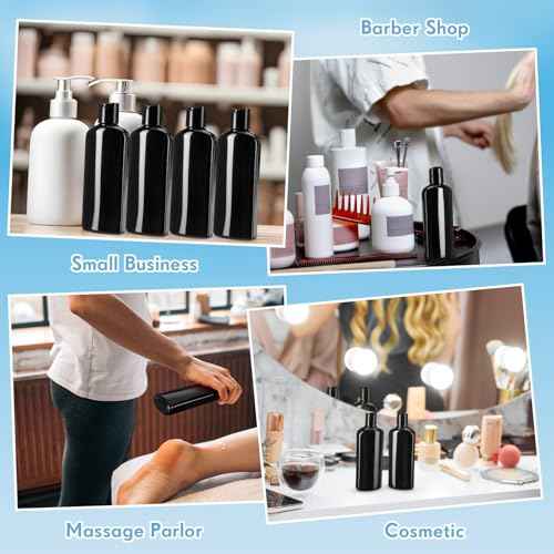 Domensi 24 Pcs Plastic Bottle Squeeze Containers with Disc Cap Travel Bottles Reusable Empty Toiletries Shampoo Containers Refillable Travel bottles for Shampoo Lotions(6.8oz,Pure Black)