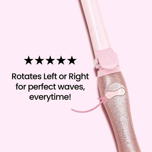 The Beachwaver Co. Beachwaver B1 Rotating Curling Iron - Pink Glitter | Automatic 1 Inch Ceramic Curling Iron | Auto-Shut Off, Travel-Friendly, Dual Voltage | B-Series (BW16H1)