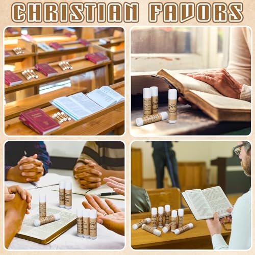50 Pack Christian Religious Gifts Bulk Lip Balms for Women Men Religious Church Party Favors Bulk Bible Verse Lip Balm with Scripture Inspirational Gifts for Coworkers Staff Employee