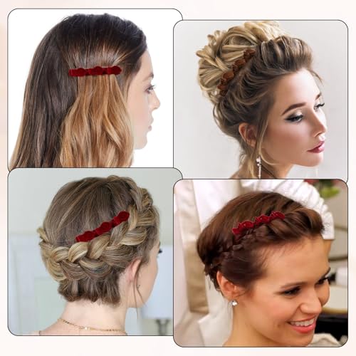 6 Pcs Braid Hair Clips for Women Girls (Red+Black+Brown)