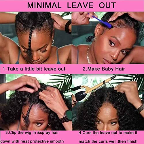 Domiso Curly V Part Wig Human Hair Upgrade U Part Wigs Human Hair Wigs for Black Women Human Hair Glueless V Shape Wigs Kinky Curly Wigs No Leave Out 180% Density Natural Color 18 Inch