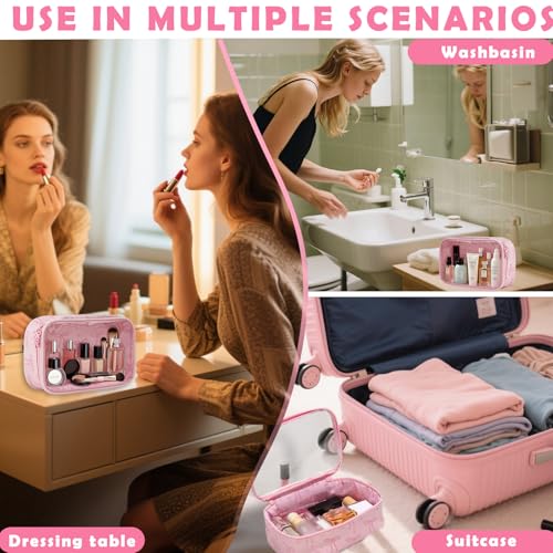 Women's bow cosmetic bag, transparent waterproof suitable for travel cute cosmetic bag girlfriend mother bridesmaid gift