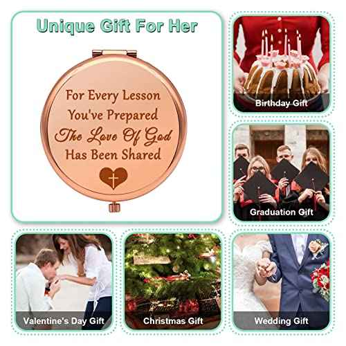 School Teacher Gifts Teacher Appreciation Gift Compact Mirror Teacher Gifts for Women Christian Gift for Her Thank You Gift for Teacher Folding Makeup Mirror Graduation Birthday Gifts