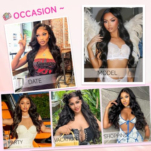 13x6 Lace Front Wigs Human Hair 200% Density Body Wave 13x6 HD Lace Frontal Wigs Brazilian Virgin Human Hair Wig Pre Plucked Invisilbe Hairline 3x Longer Lifespan 24 Inch