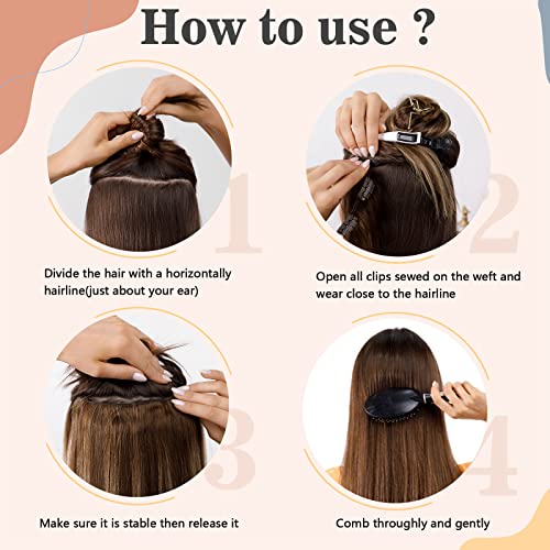 S-noilite Clip in Human Hair Extensions - 100% Real Hair, One Piece/5 Clips, 3/4 Full Head, Thicker Soft Straight (18"-90g, #1B Natural Black)