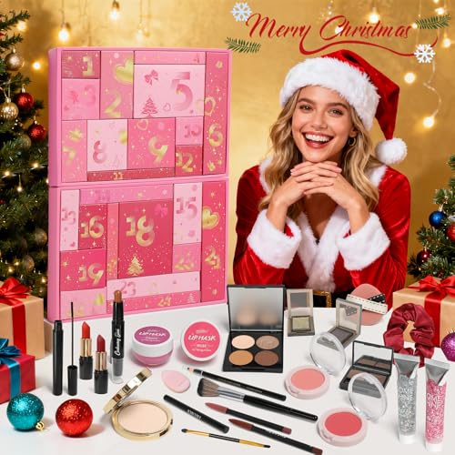 Makeup Advent Calendar 2025 for Women Teen Girls 24 Dayss Beauty Advent Calendar Christmas Makeup Set Gift for Wife Daughter Mother Girlfriends Trendy Stuff Makeup Kit Gifts Face Eyes Lips Cosmetics