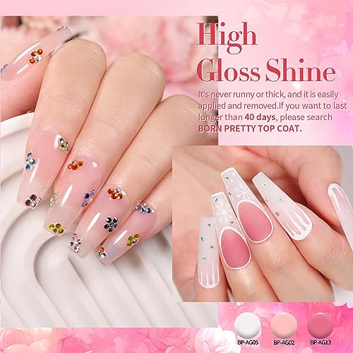 Born Pretty Jelly Gel Nail Polish Sheer Clear Nude Pink Red Brown Gel Polish Set Transparent Translucent Gel Polish with Glossy Matte Top Coat Base Gel Manicure Christmas Day Gifts 39PCS