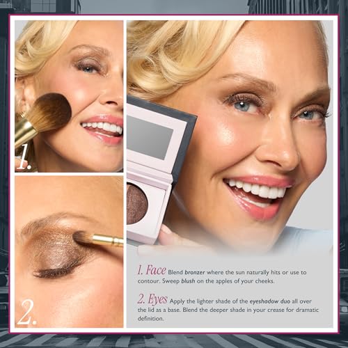 LAURA GELLER NEW YORK Geller's Greatest New York Minute Face & Eye Palette - Includes Blush, Bronzer and Eyeshadow Duo - Travel-Friendly Makeup Compact for Mature Skin