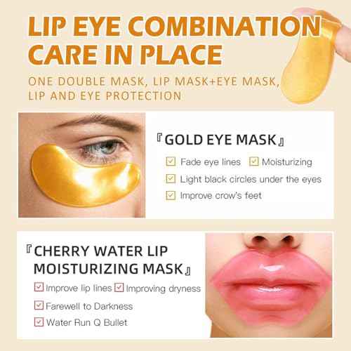 30 Pairs Lip Mask & Eye Mask,Under Eye Patches for Puffiness and Dark Circles, Effectively Nourishes the Lip & Eye Skin, Cheer Gifts, Adult Party Favors, Stocking Stuffers, Bulk Gifts, Christmas Gifts