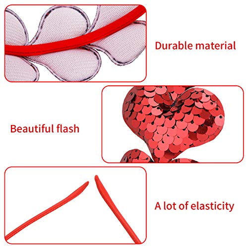 Chuangdi 3 Pcs Glitter Heart Headband Heart Shaped Sequin Headband Elastic Love Hair Band for Wedding
