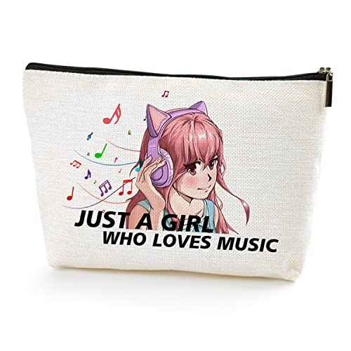 Anime Fans Makeup Bag Anime Lover Gift, Just A Girl Who Loves Music, Cosmetic Bag Gifts For Women Girl Friend Sister Daughter Granddaughter(5SM014)