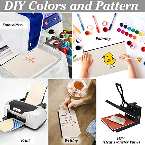 10 Pieces Cotton Canvas Makeup Bag with Bottom, Multi Purpose Cosmetic Bag with Zipper MN-WB07 Wb07