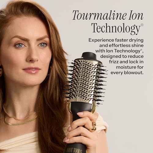 HOT TOOLS 24K Gold Blow Dryer Brush - Hot Air Brush for Salon-Worthy Volume in One Step - Volumizer with 24K Gold Technology for Fast Styling & Long-Lasting Results