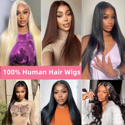 6x5 HD Lace Front Wig Wear and Go Glueless Wigs Human Hair Pre Plucked Pre Cut 200% Density Straight Lace Front Wigs Human Hair Glueless Lace Front Wigs For Women 22 Inch