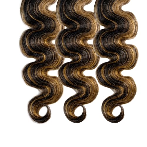1B Ombre Bundles P1B/27 Two Tone Body Wave Human Hair Bundles Highlight Natural Black and Honey Blonde Weave Double Weft Brazilian Human Hair Extensions 18/20/22 Inch